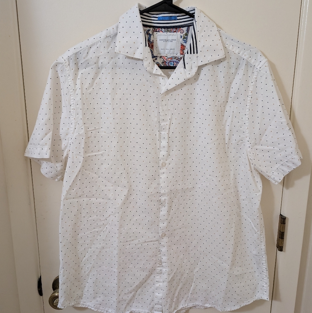 White Polka Dot Men's Shirt